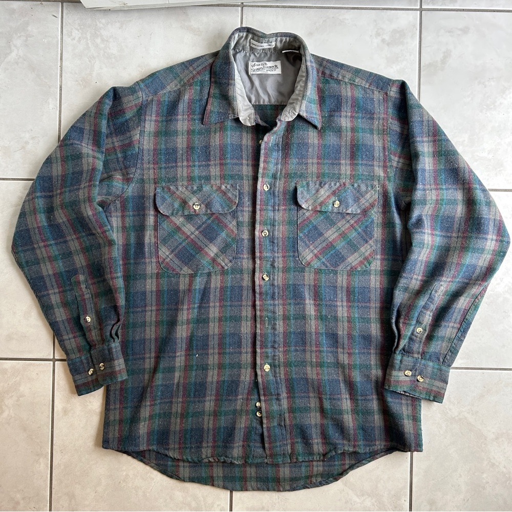 Vintage Sears Roebuck Wool Blend Plaid Shirt Large